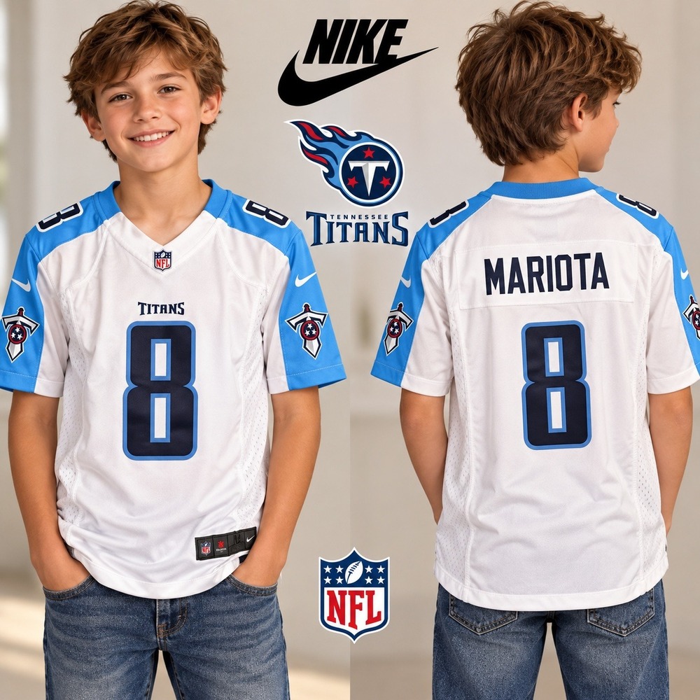 Nike Tennessee Titans Marcus Mariota 8 NFL Jersey White Youth Large 14-16